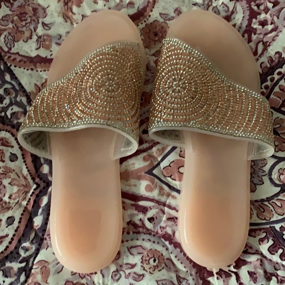 Sandals Rhinestone Decor Slides - Picture 2 of 2
